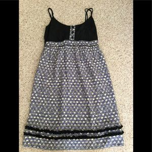 Girls size 10 black and navy  print sundress